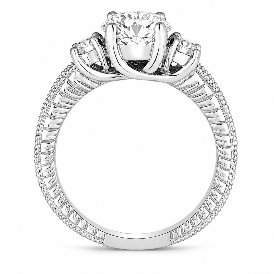1.38 Carat Natural Diamond Engagement Ring 14K White Gold GIA Certified Handmade