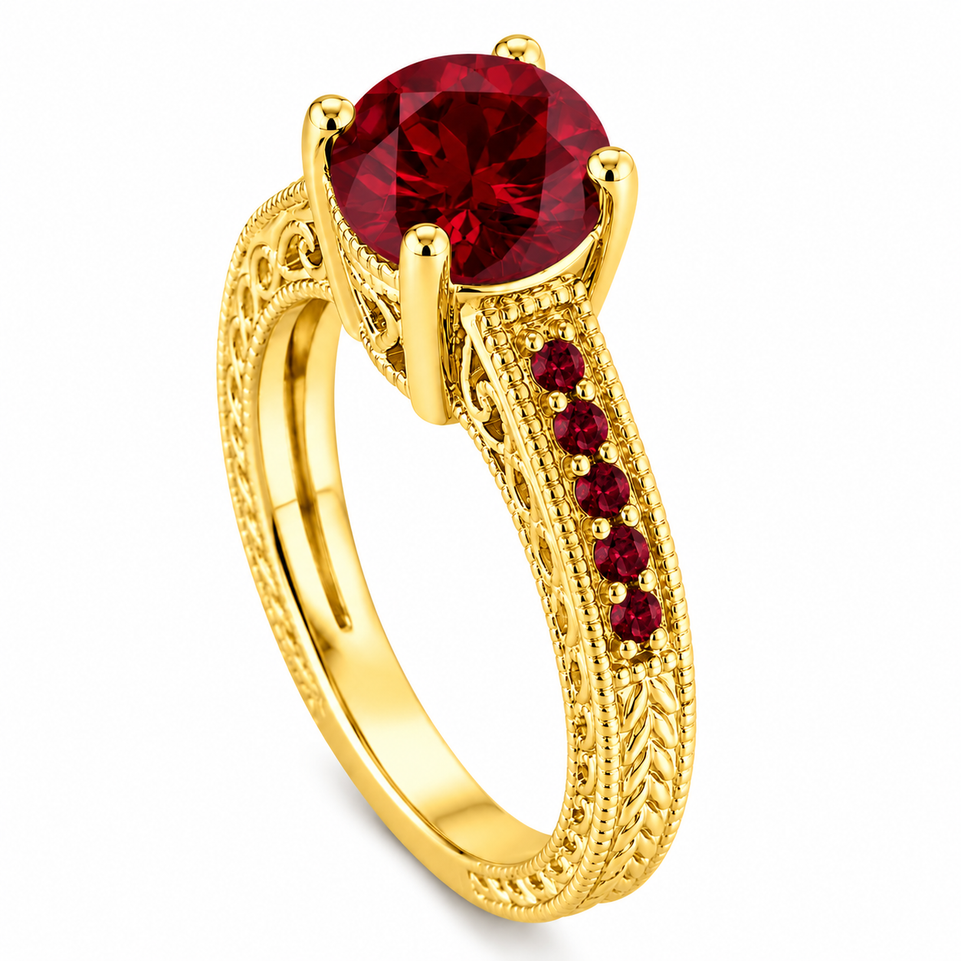2.25 Carat Unique Garnet Engagement Ring 14K Yellow Gold, Rose Gold White Gold Birthstone Certified Handmade