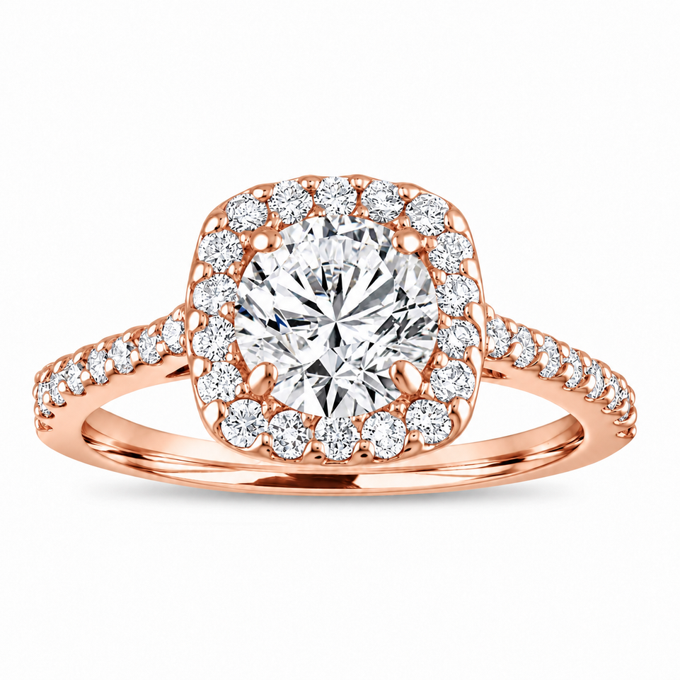 Diamond Engagement Ring Set White Gold, GSI1 Gia Certified Halo Pave Unique 1.87 Carat 14K Yellow Gold or Rose Gold Handmade 