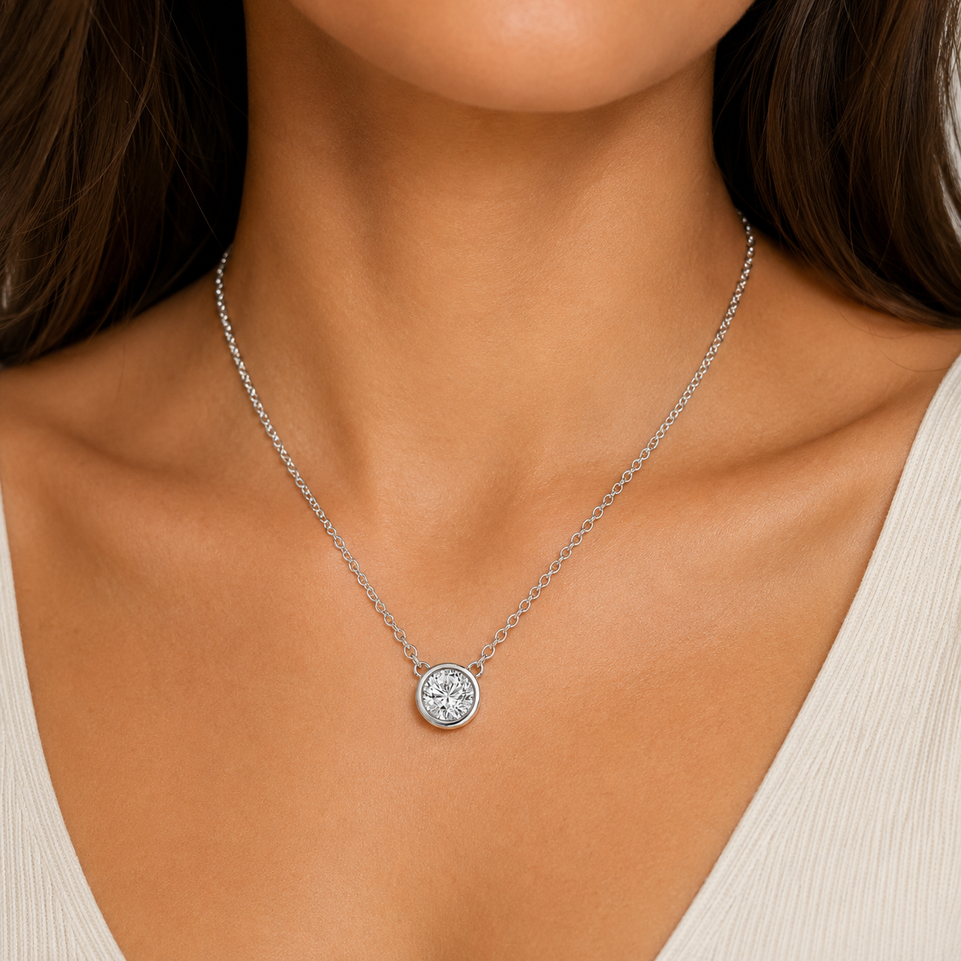 D Color Internally Flawless Diamond Solitaire Pendant Necklace, Platinum 0.50 Carat GIA Certified Handmade 