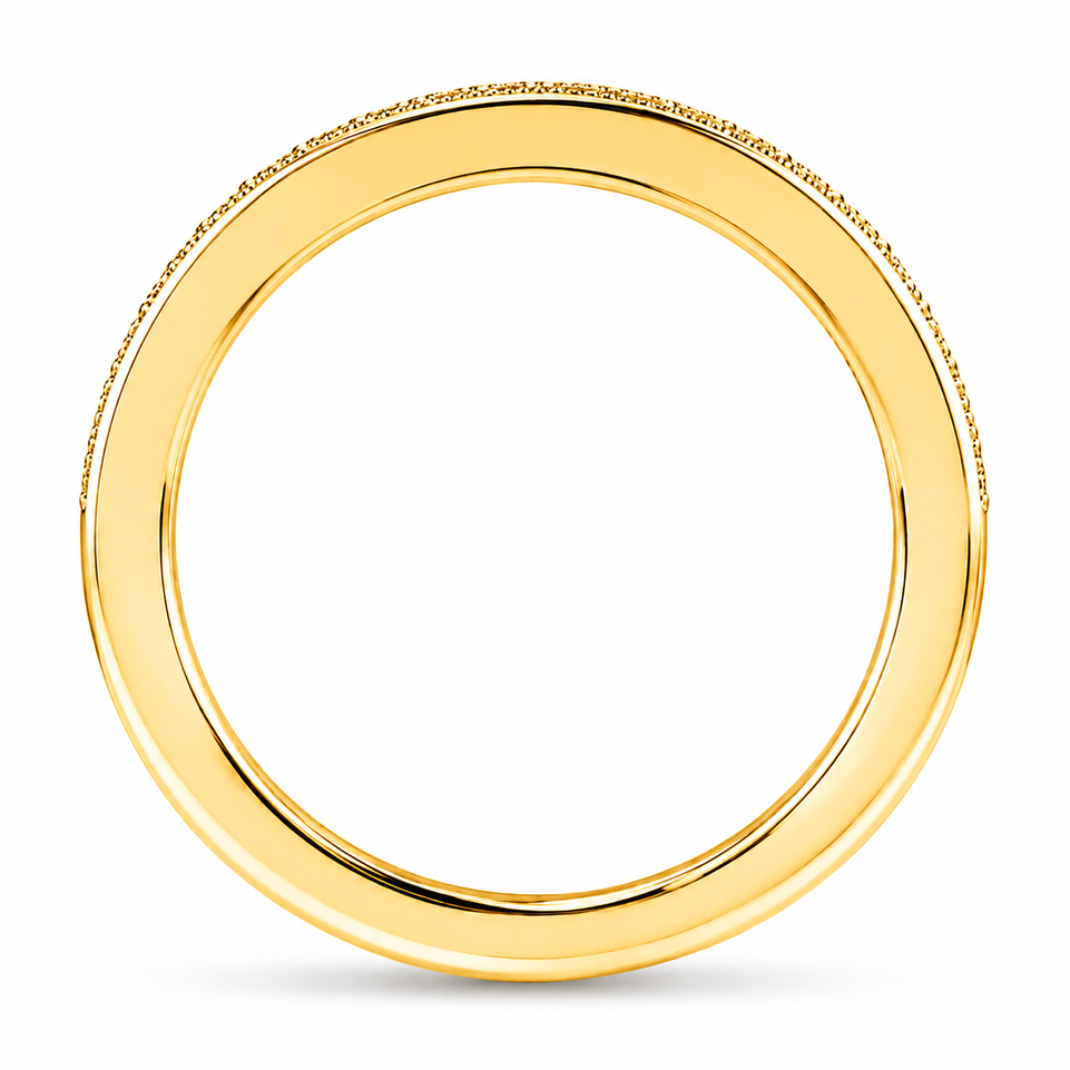 Two Row Diamond Wedding Band, Half Eternity 4 mm Unique Anniversary Ring 14K White Gold, Yellow Gold or Rose Gold 0.45 Carat Certified Handmade
