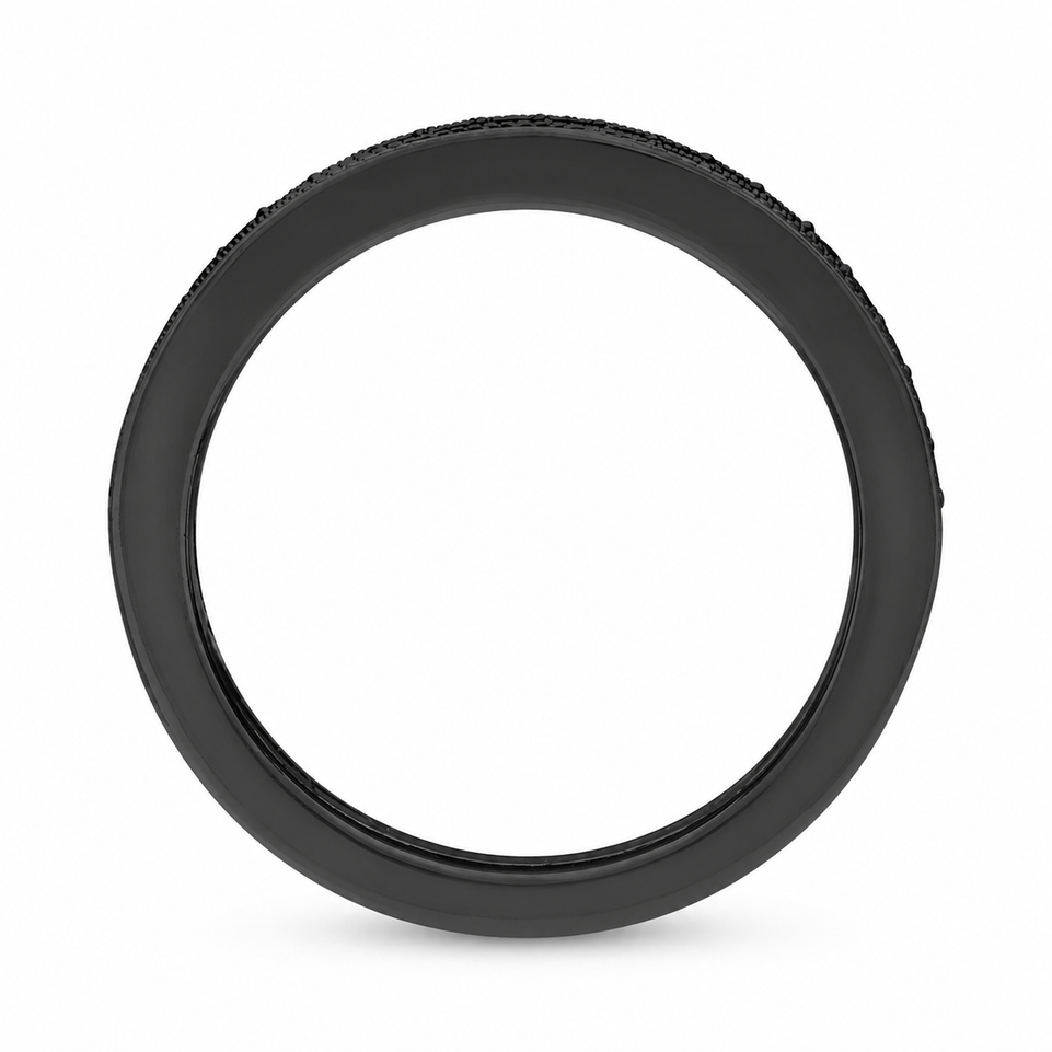 Half Eternity Diamond Wedding Band Two Rows Anniversary Ring, 4mm 0.45 Carat 18K White Gold, Rose Gold, Yellow Gold Or Black Gold Certified Handmade