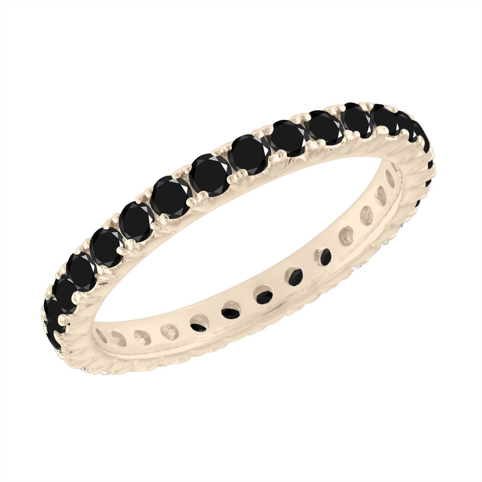Black Diamond Eternity Wedding Ring, Eternity Wedding Band, 14K White Gold or Rose Gold Or Yellow Gold, 1.00 Carat Certified Handmade
