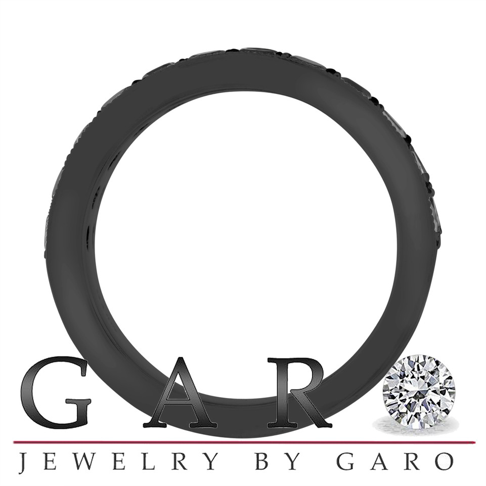 Black Diamond Mens Wedding Band, Two Row Unique Ring, 3 Carat 8 mm  14K Black Gold Handmade Certified
