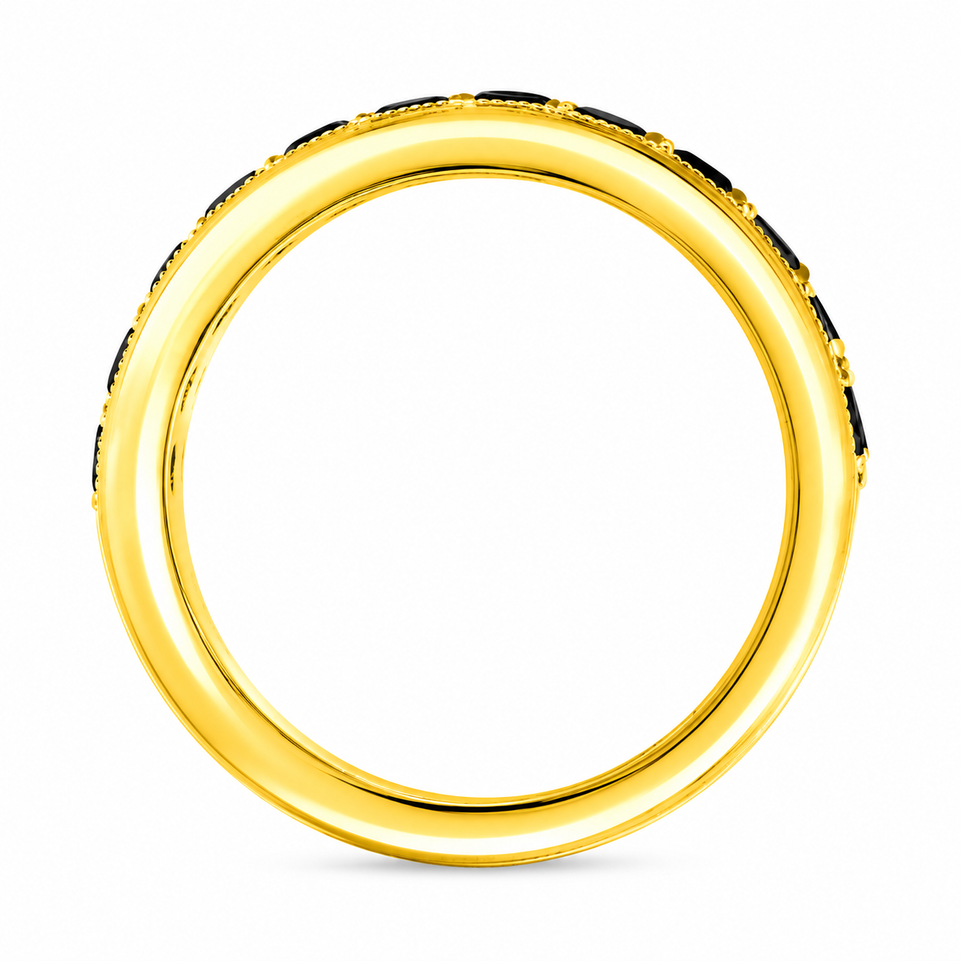 Men’s Black Diamond Wedding Band 3.00 CT 14K Yellow Gold 8mm Two Row Pave Unique Handmade Ring