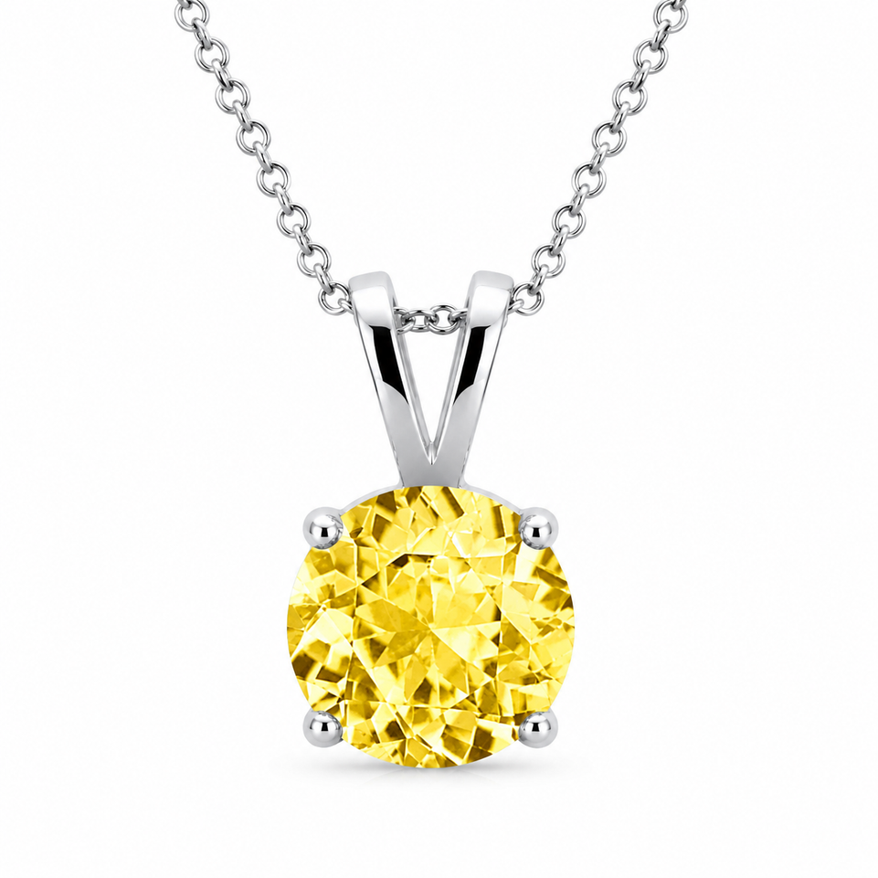Yellow Sapphire Solitaire Pendant Necklace 1.02 Carat Certified Handmade Birthstone Jewelry
