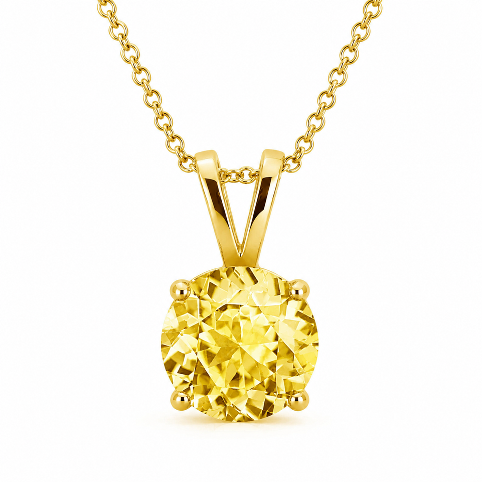Yellow Sapphire Solitaire Pendant Necklace 1.02 Carat Certified Handmade Birthstone Jewelry