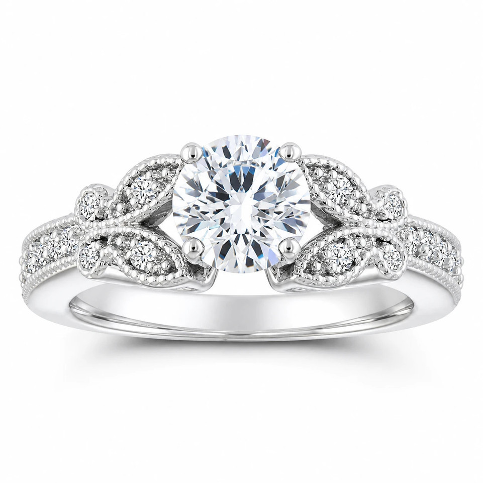 Platinum Butterfly Diamond Engagement Ring 1.18 Carat GIA Certified Natural Diamond Nature-Inspired Vintage Filigree Handmade