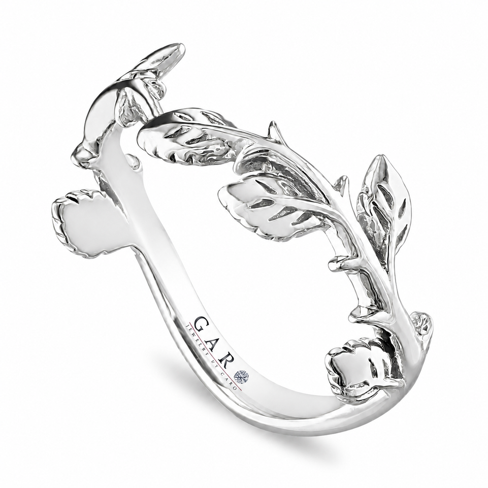 Unique Leaf Wedding Band Nature Inspired Floral Anniversary Ring Handmade 14K White Gold Yellow Gold Rose Gold