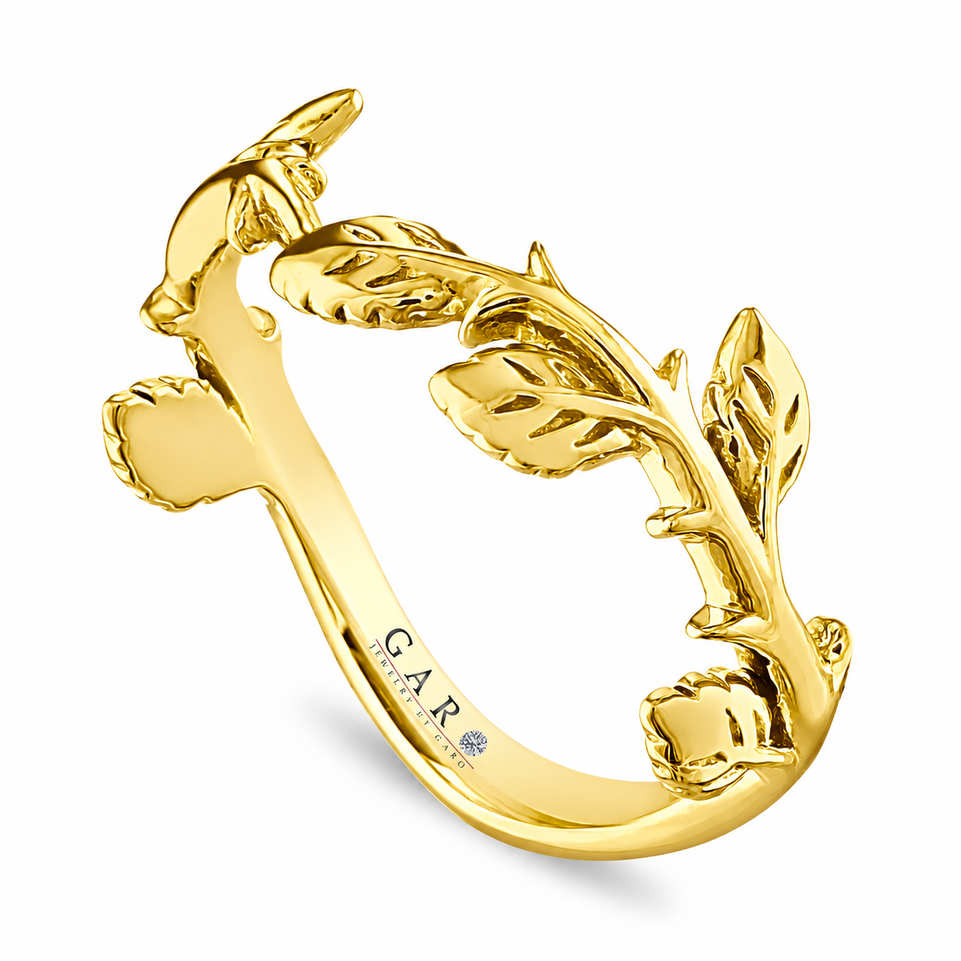 Unique Leaf Wedding Band Nature Inspired Floral Anniversary Ring Handmade 14K White Gold Yellow Gold Rose Gold