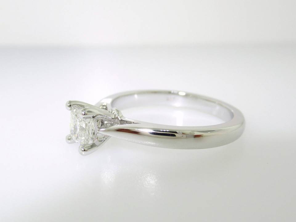 D Color Flawless Princess Cut Diamond Engagement Ring, 0.50 Carat Platinum Solitaire Bridal Ring, GIA Certified Handmade