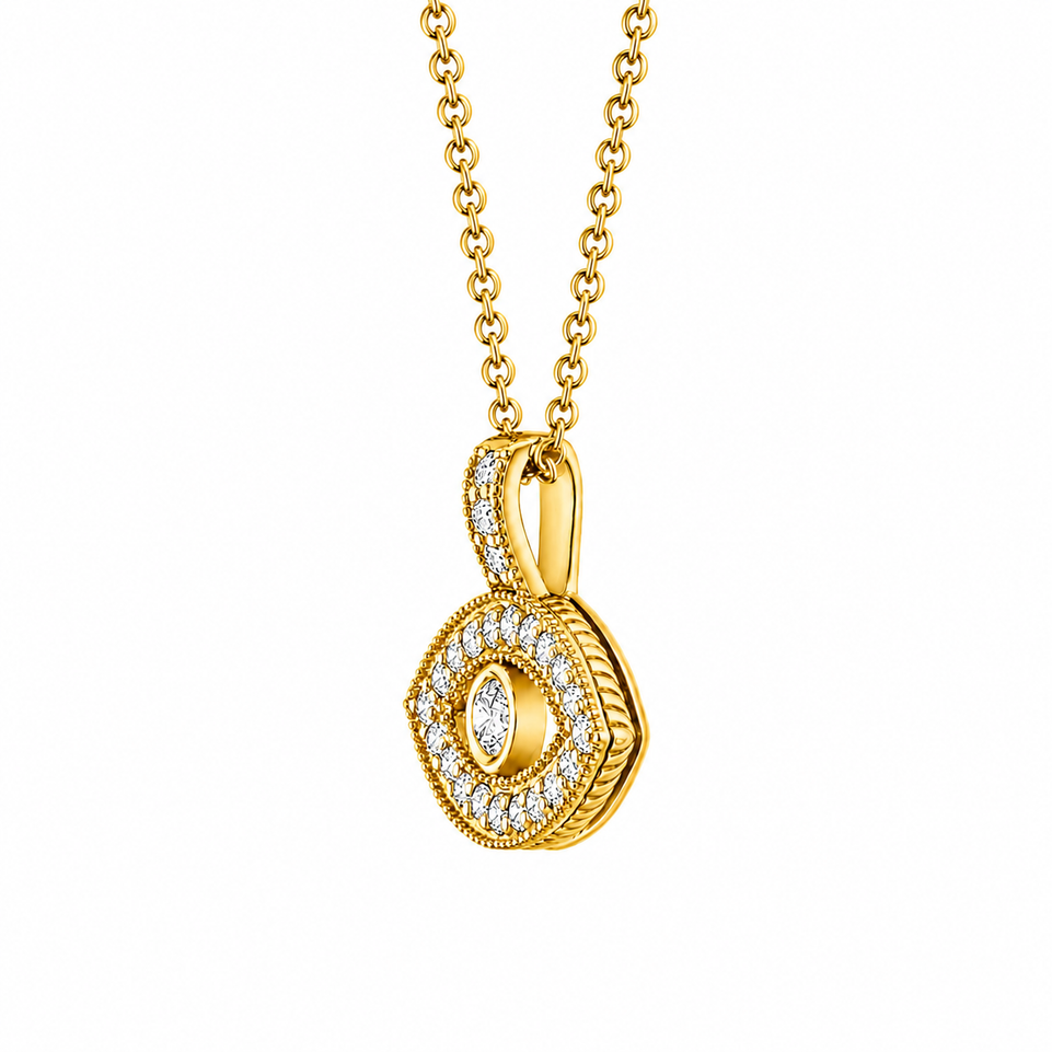 Unique Diamond Evil Eye Pendant Necklace 0.40 Carat Handmade 14K White Gold Yellow Gold or Rose Gold