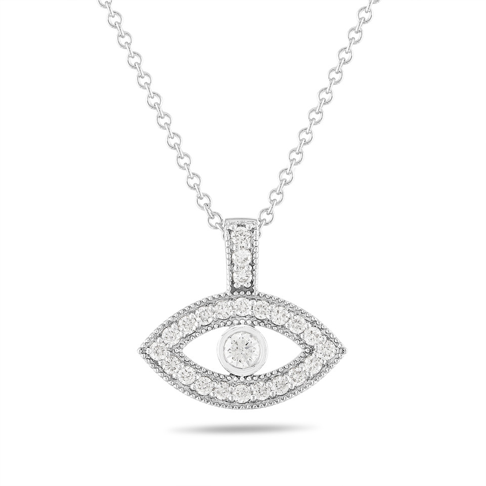 Platinum Evil Eye Diamond Pendant Necklace Unique 0.40 Carat Handmade Certified Platinum Evil Eye Diamond Pendant Necklace Unique 0.40 Carat Handmade Certified