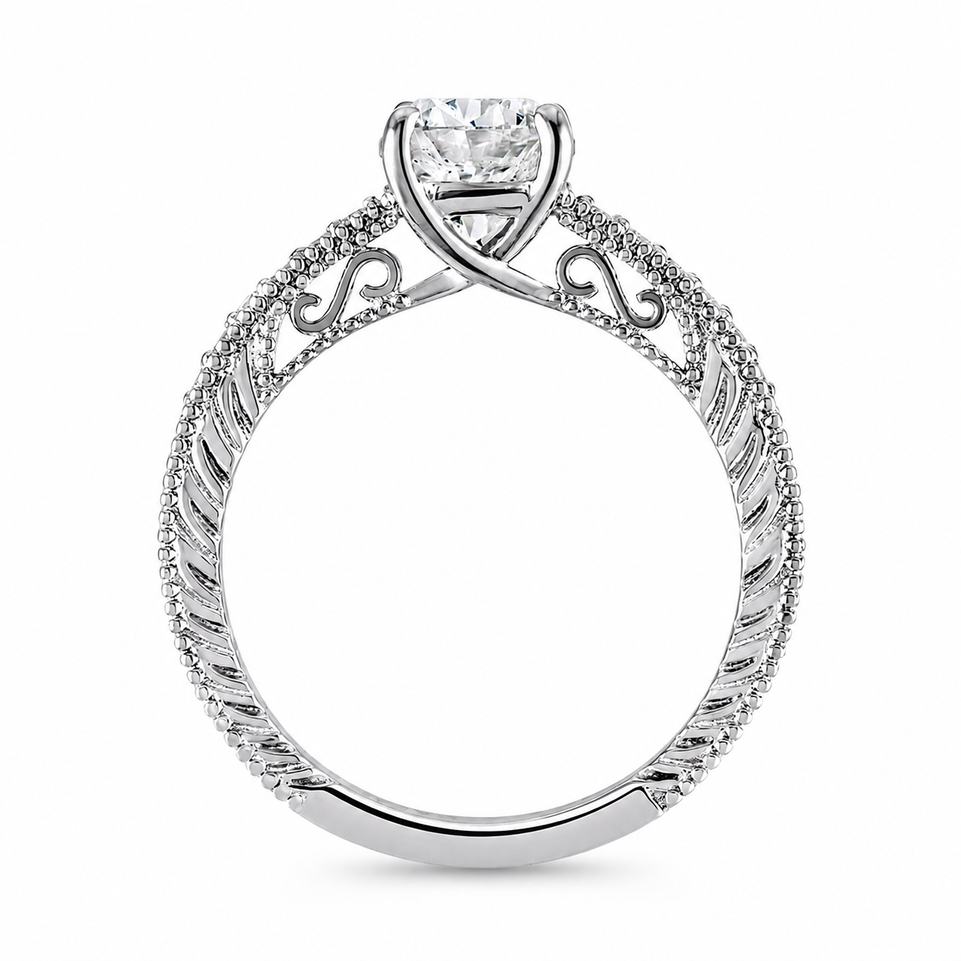1.13 Carat GIA Certified Diamond Unique Filigree Engagement Ring 14K White Gold Yellow Gold Rose Gold Handmade