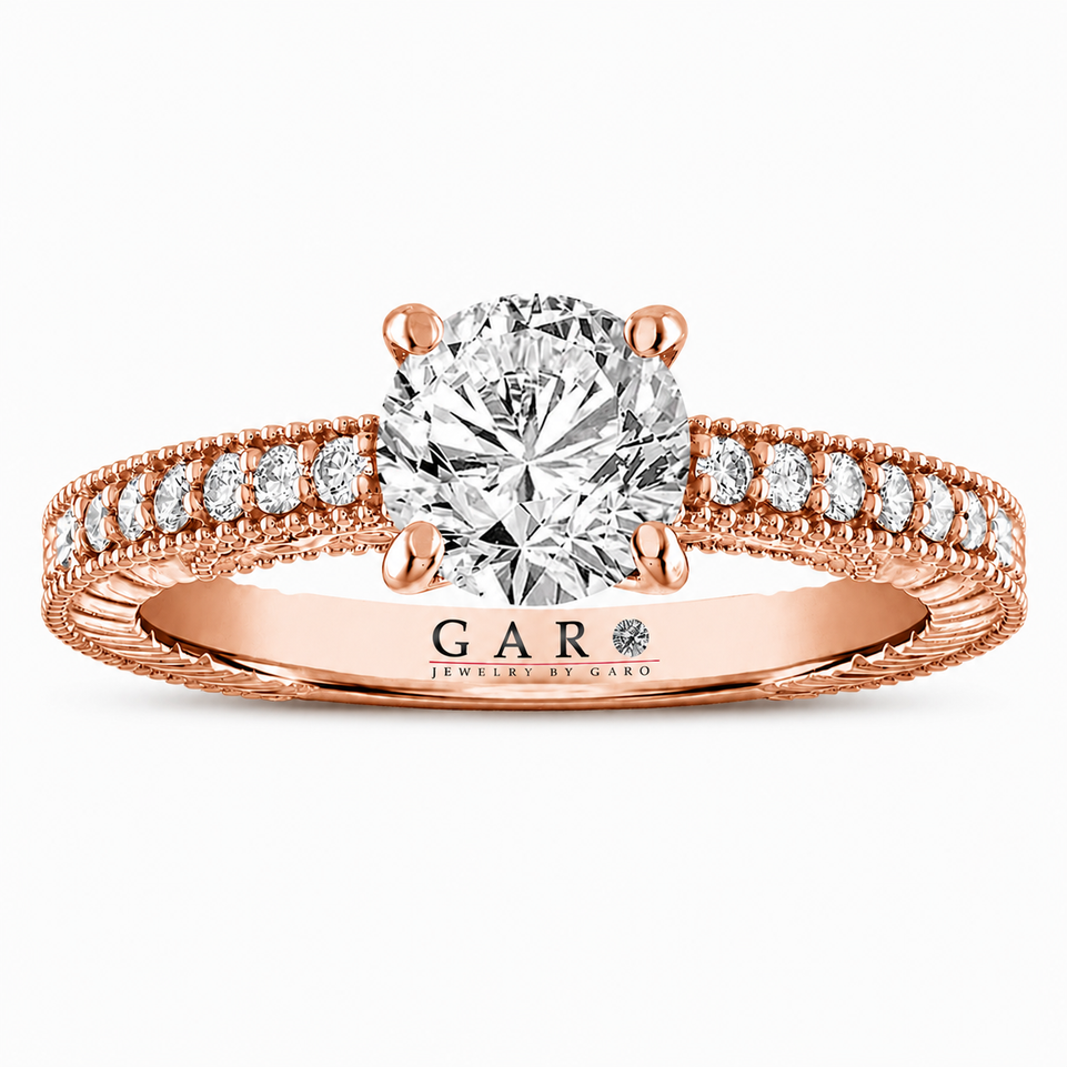 1.13 Carat GIA Certified Diamond Unique Filigree Engagement Ring 14K White Gold Yellow Gold Rose Gold Handmade