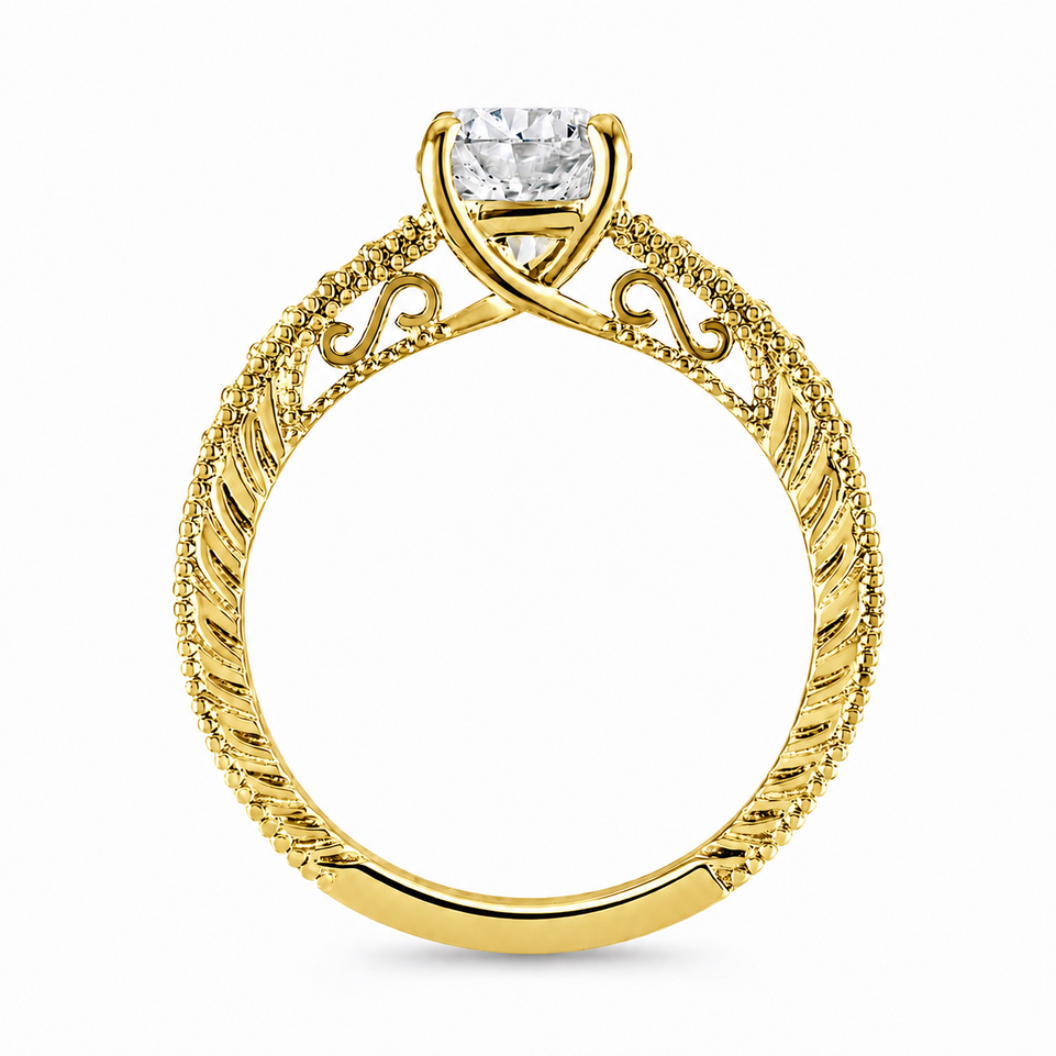 1.13 Carat GIA Certified Diamond Unique Filigree Engagement Ring 14K White Gold Yellow Gold Rose Gold Handmade