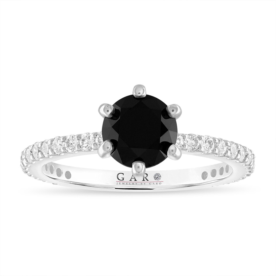 1.62 Carat Black Diamond Engagement Ring 14K White Gold Or Rose Gold Unique Certified Handmade
