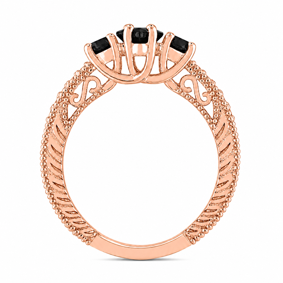 Black Diamond Marquise Engagement Ring & Wedding Band Set, 1.50 Carat Filigree Bridal Set, Unique 14K White Gold, Yellow Gold Or Rose Gold Handmade Certified