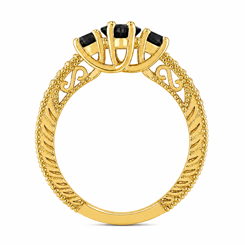 Black Diamond Marquise Engagement Ring & Wedding Band Set, 1.50 Carat Filigree Bridal Set, Unique 14K White Gold, Yellow Gold Or Rose Gold Handmade Certified