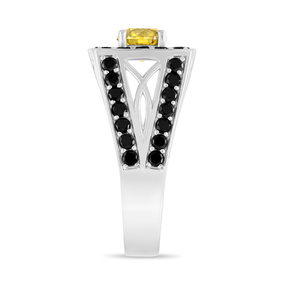 2.80 Carat Yellow Diamond Mens Ring, Unique Halo 14K White Gold or Yellow Gold or Rose Gold Handmade Certified