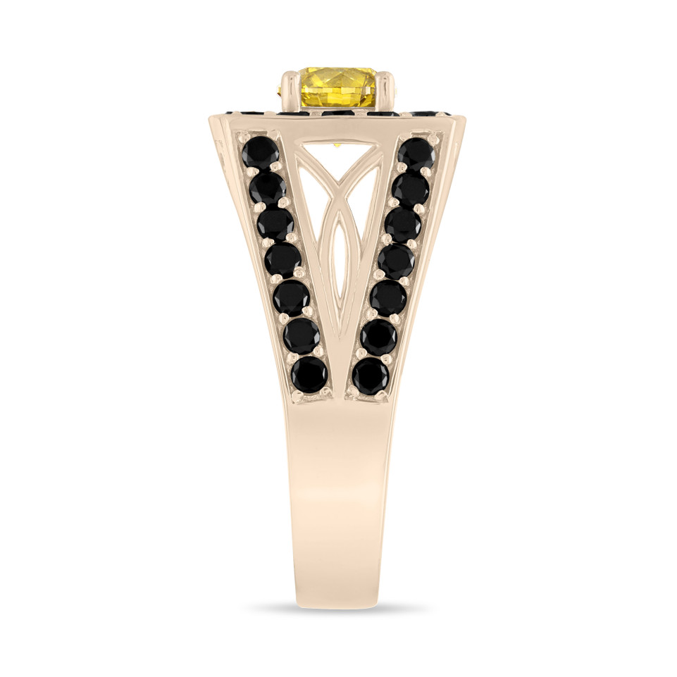 2.80 Carat Yellow Diamond Mens Ring, Unique Halo 14K White Gold or Yellow Gold or Rose Gold Handmade Certified