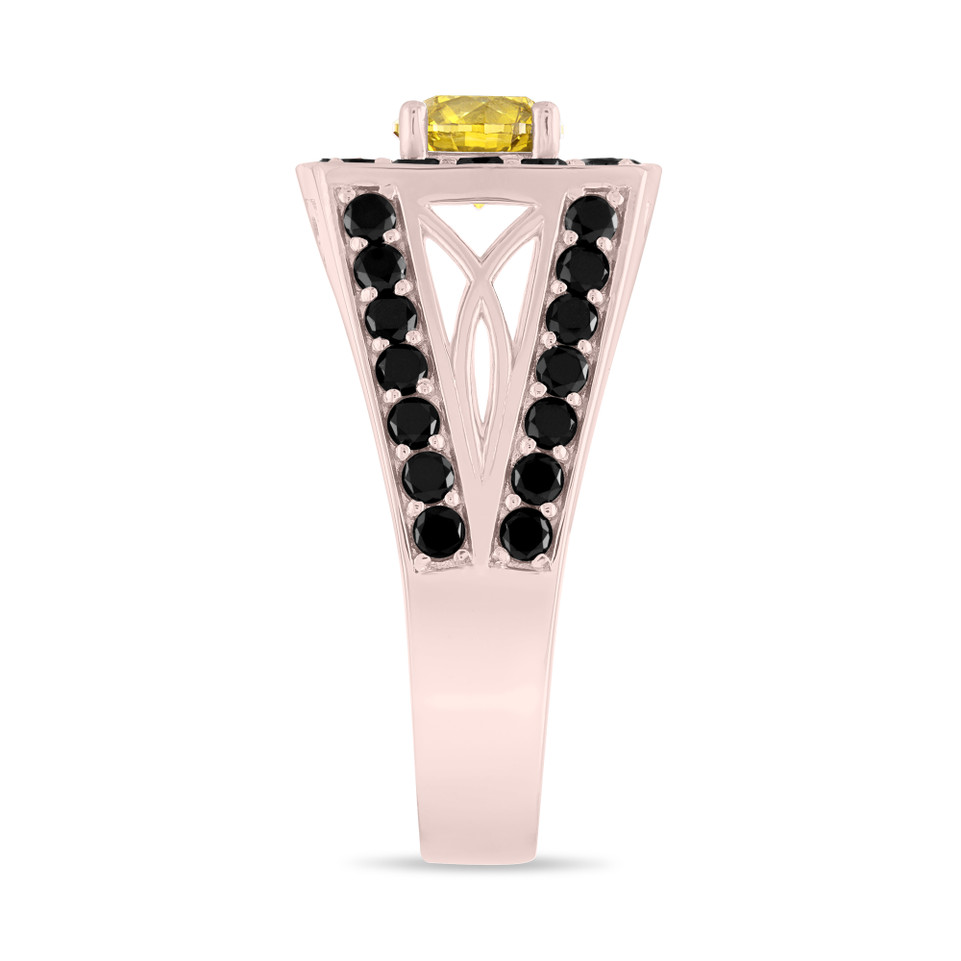 2.80 Carat Yellow Diamond Mens Ring, Unique Halo 14K White Gold or Yellow Gold or Rose Gold Handmade Certified
