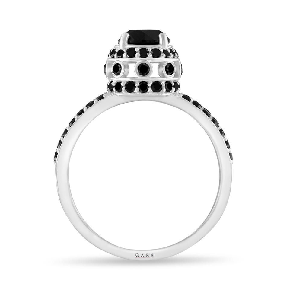 Black Diamond Unique Halo Engagement Ring 14k White Gold or Rose or Yellow Gold 1.86 Carat Certified Handmade