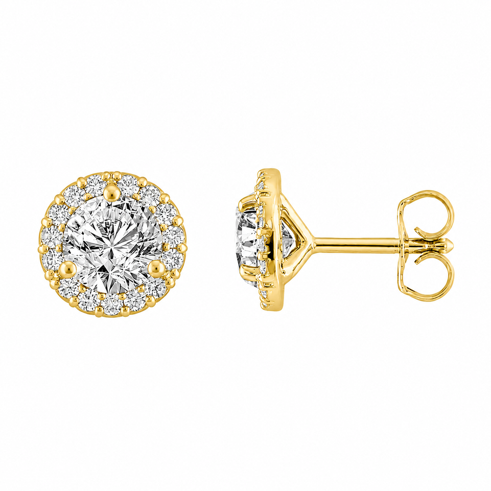 1.22 Carat Diamond Halo Earrings GIA Certified 14K White Gold, Rose Gold Or Yellow Gold Handmade