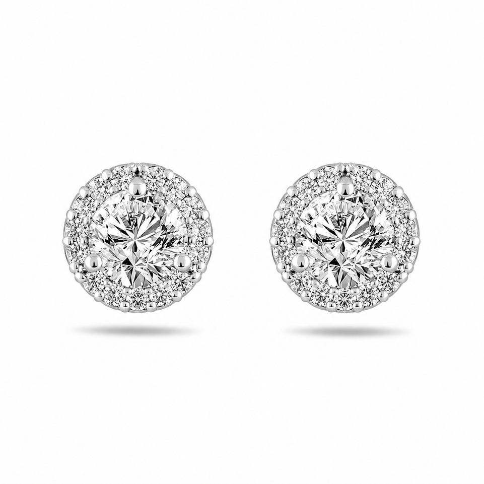 Platinum D Color Flawless Diamond Earrings Halo GIA Certified 1.22 Carat Handmade