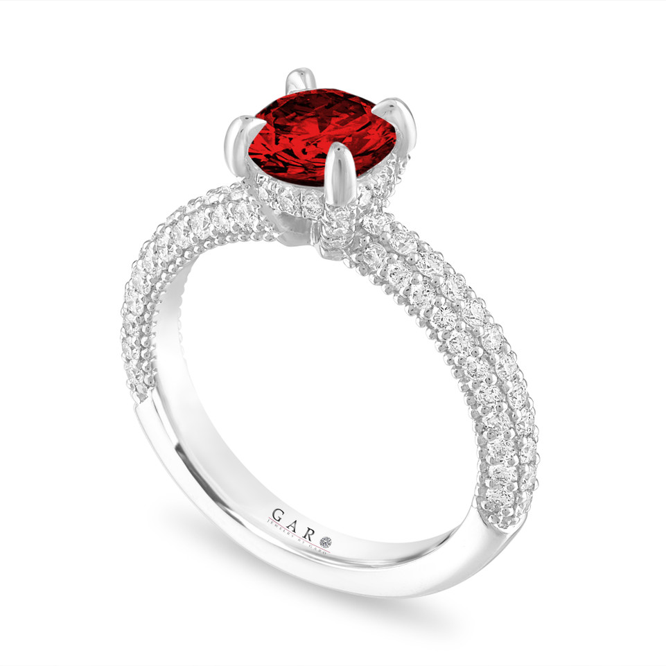 Platinum Red Diamond Hidden Halo Engagement Ring Unique 1.71 Carat Certified Handmade