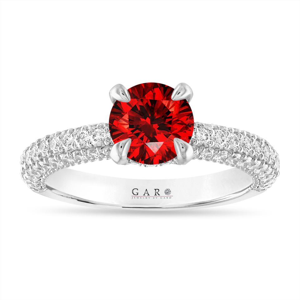 Platinum Red Diamond Hidden Halo Engagement Ring Unique 1.71 Carat Certified Handmade