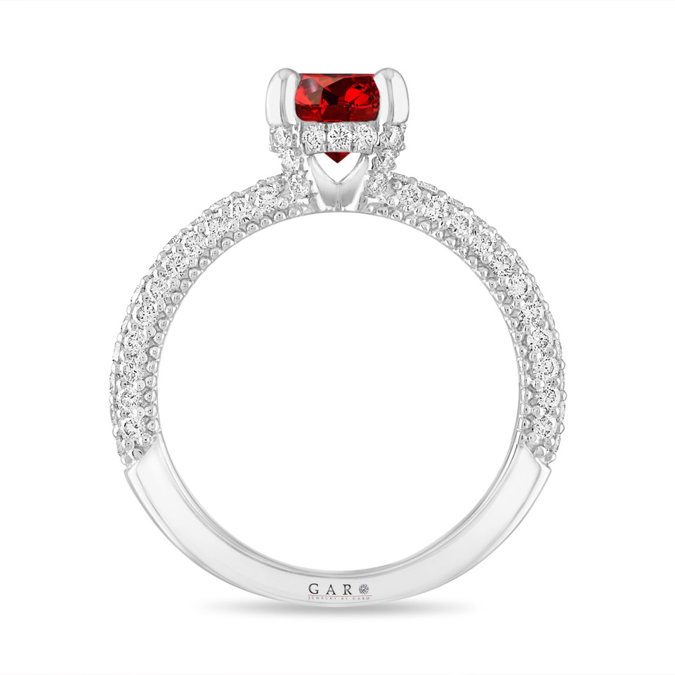Platinum Red Diamond Hidden Halo Engagement Ring Unique 1.71 Carat Certified Handmade