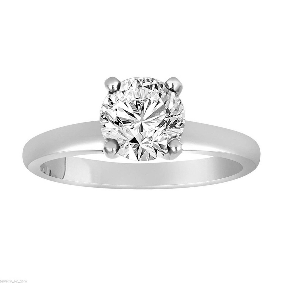 1.50 Carat Lab Grown Diamond Solitaire Engagement Ring, IGI Certified 14K White Gold Handmade