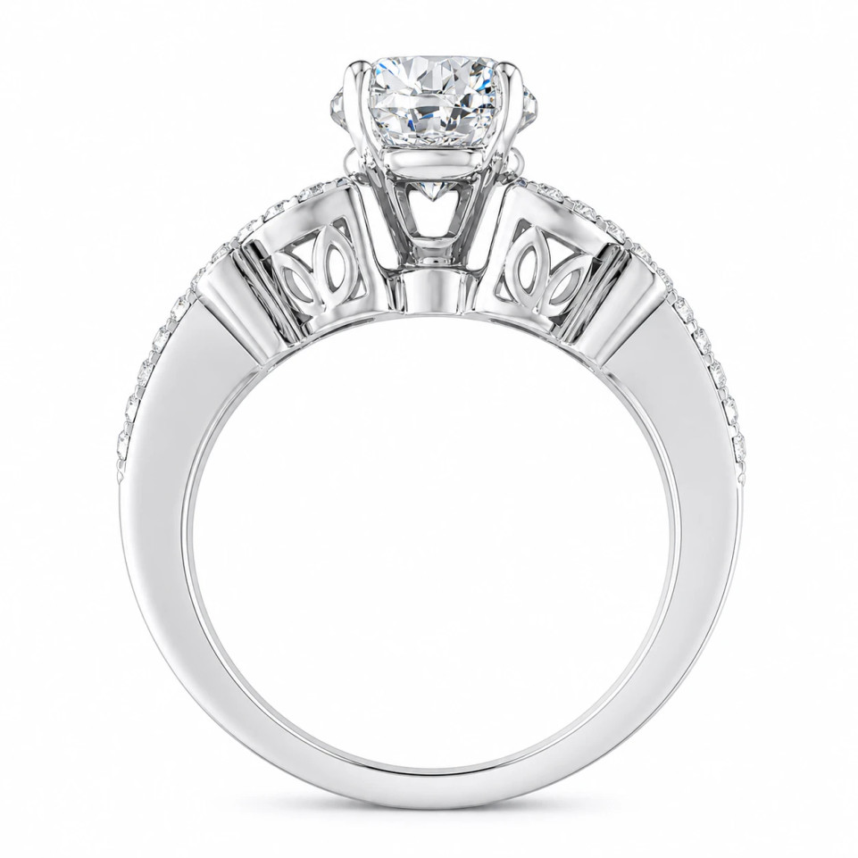 Lab Grown Diamond Butterfly Engagement Ring 14K White Gold 1.19 Carat IGI Certified Unique Handmade