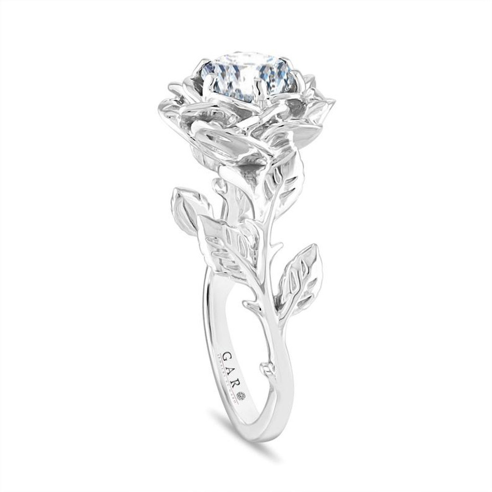 1.01 Carat Lab Grown Diamond Solitaire Rose Flower Engagement Ring IGI Certified 14K White Gold, Rose Gold Or Yellow Gold Unique Handmade