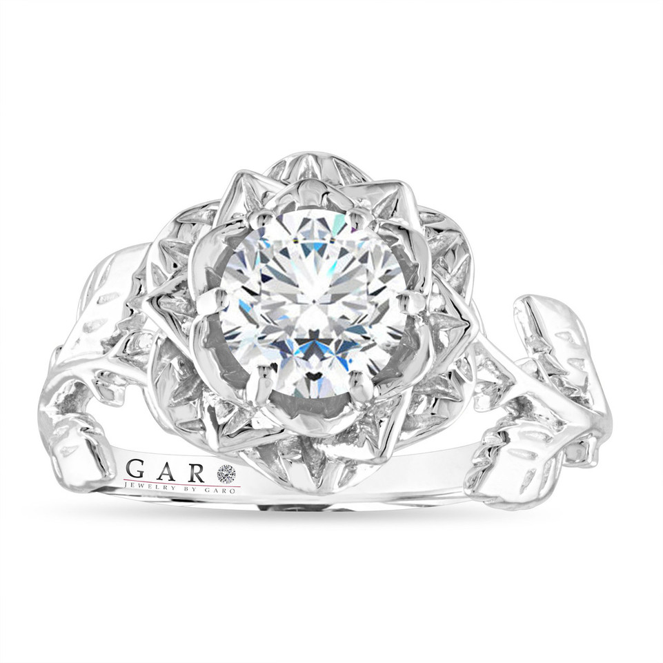 1.01 Carat Lab Grown Diamond Solitaire Rose Flower Engagement Ring IGI Certified 14K White Gold, Rose Gold Or Yellow Gold Unique Handmade