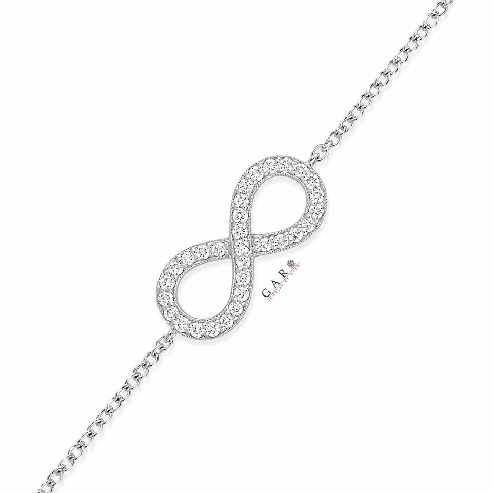 Infinity Diamond Bracelet 14K White Gold, Rose Gold Or Yellow Gold 0.47 Carat Handmade Certified
