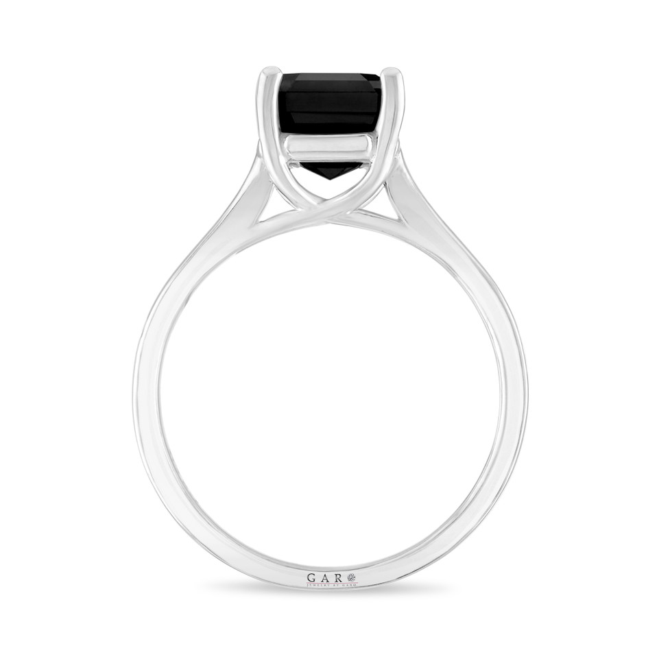 Platinum Emerald Cut Black Diamond Solitaire Engagement Ring, Anniversary Ring 2.50 Carat Certified Handmade