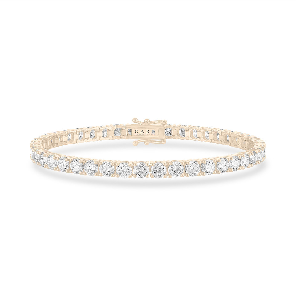 9.50 Carat Lab Grown Diamond Tennis Bracelet 14K Yellow Gold Handmade Certified