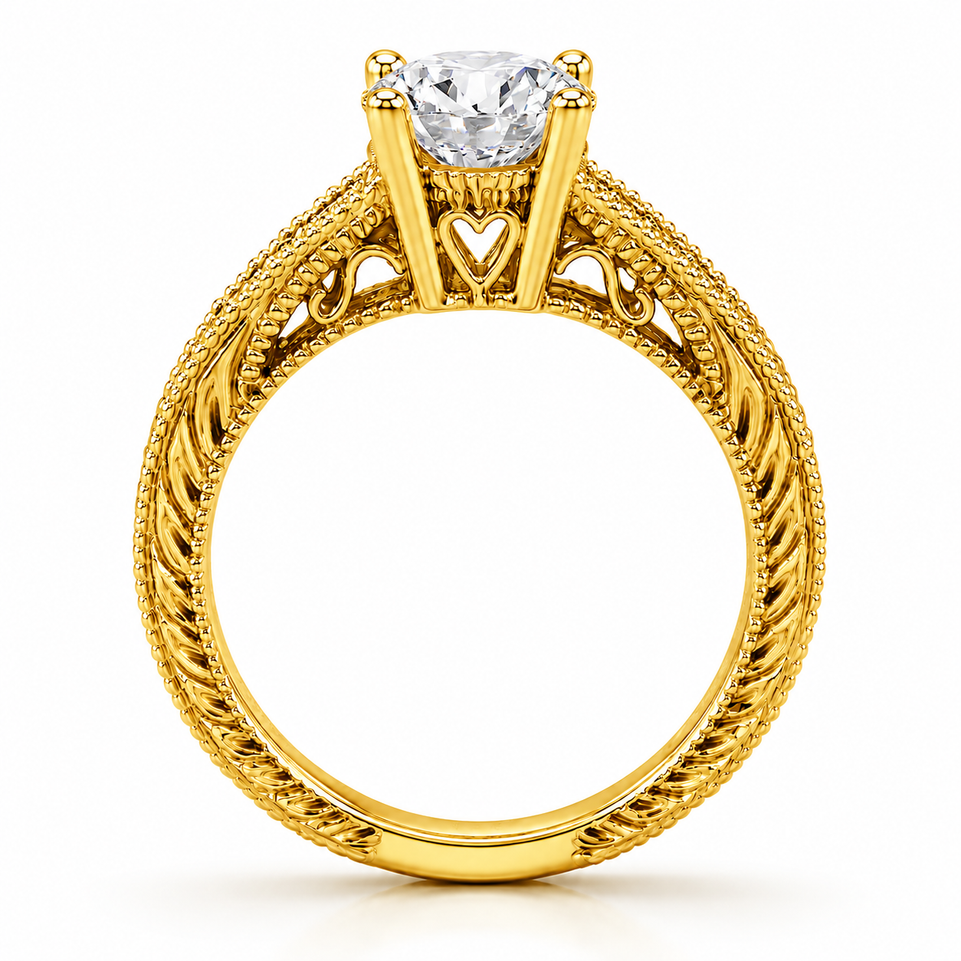 Lab Grown Diamond Engagement Ring 1.16 Carat 14K Yellow Gold Or White Gold IGI Certified Unique Handmade