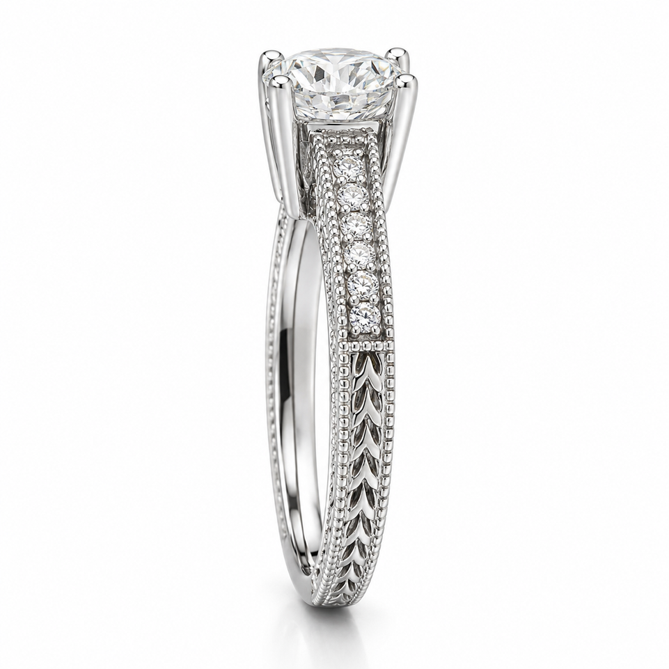 Lab Grown Diamond Engagement Ring 1.16 Carat 14K Yellow Gold Or White Gold IGI Certified Unique Handmade