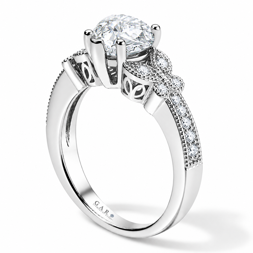 Heart Shaped Diamond Butterfly Engagement Ring GIA Certified 1.19 Carat 14K White Gold Or Yellow Gold Unique Handmade