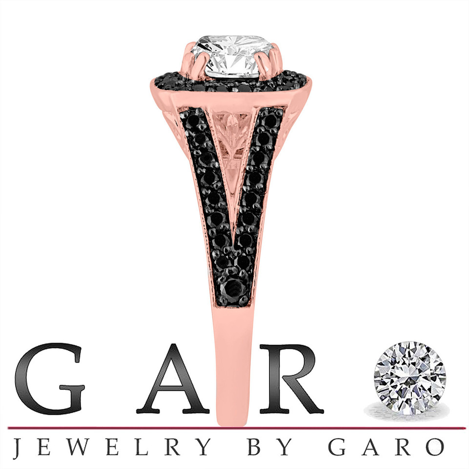 1.57 Carat Near Colorless Lab Grown Diamond Halo Engagement Ring 14K White Gold Or Rose Gold Unique IGI Certified Handmade