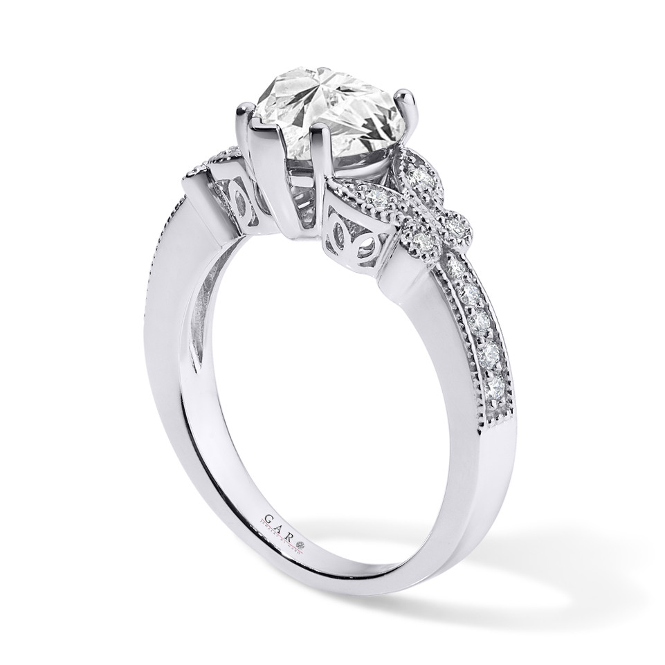 Lab Grown Heart Shaped Diamond Butterfly Engagement Ring IGI Certified 1.19 Carat 14K White Gold Or Yellow Gold Unique Handmade