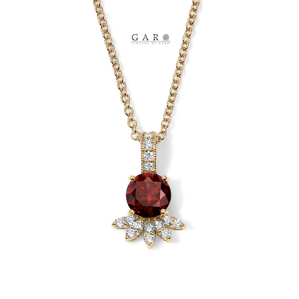 Red Diamond Blossom Pendant Necklace, Unique Floral Anniversary Gift , 1.21 Carat 14K White Gold, Rose Gold Or Yellow Gold Certified Handmade