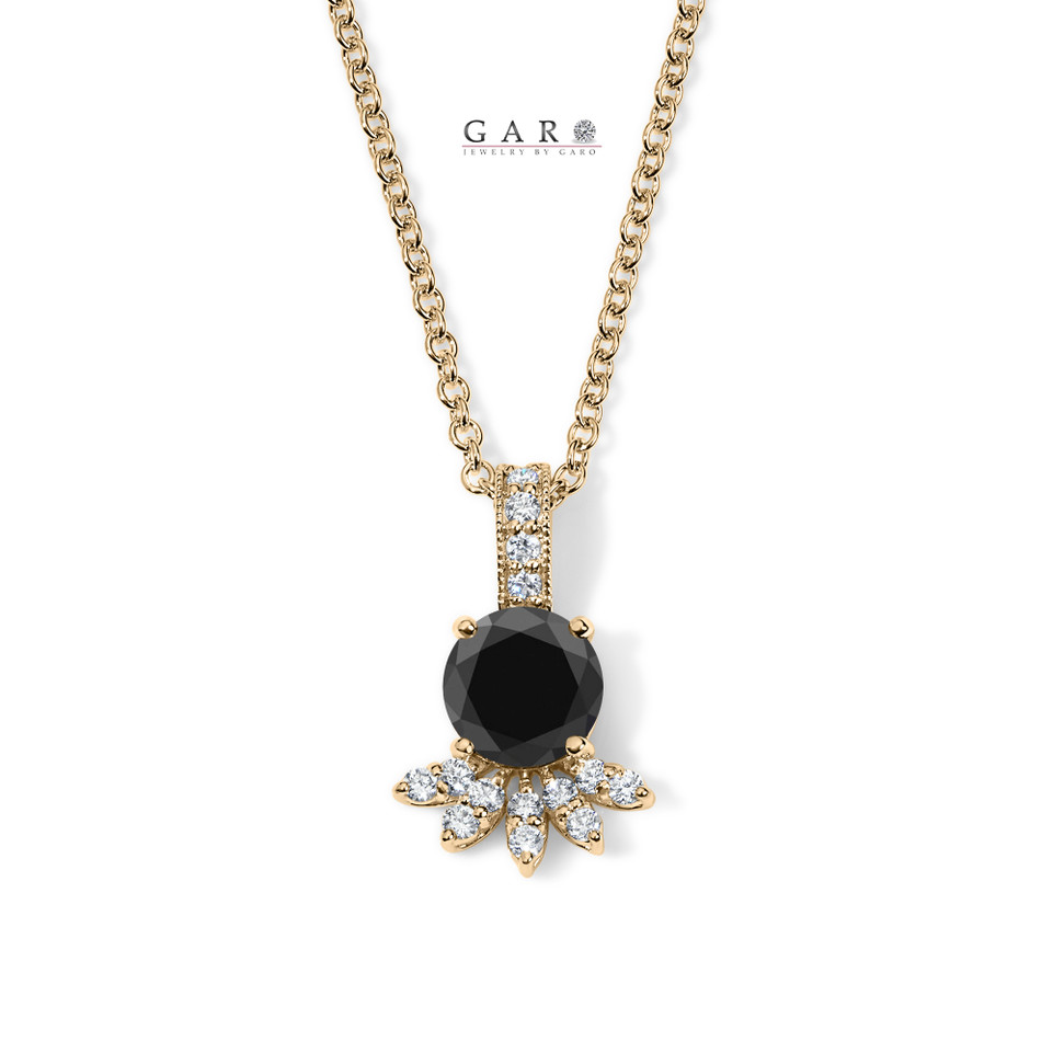 Nature Inspired Black Diamond Blossom Floral
Pendant Necklace Elegant Petal Design 1.40 Carat
14K White Gold Rose Gold or Yellow Gold
Handmade