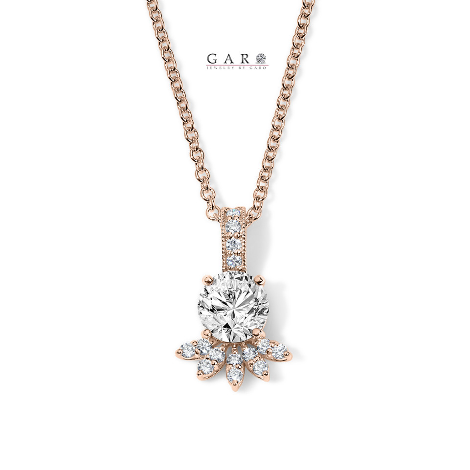 Nature Inspired Diamond Blossom Floral Pendant Necklace Unique Diamond Petal Design 1.21 Carat GIA Certified 14K White Gold Rose Gold or Yellow Gold Handmade 