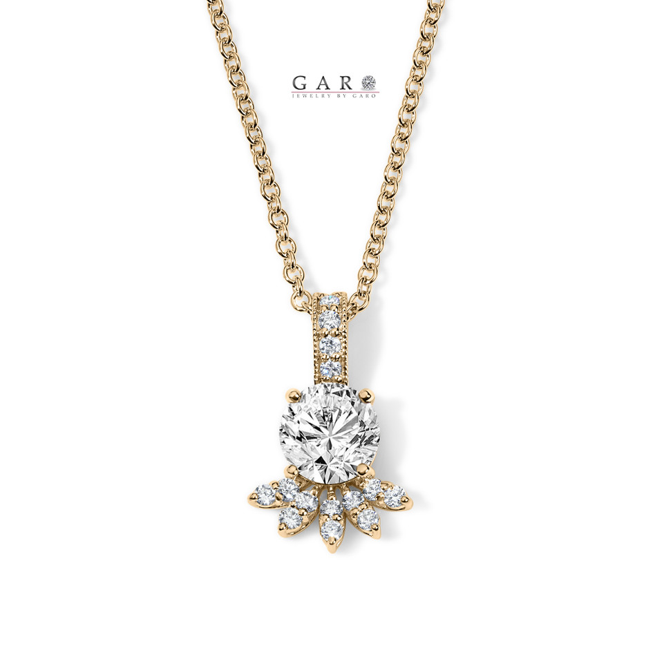 Nature Inspired Lab Grown Diamond Blossom Pendant Necklace Floral Petal Design 1.21 Carat IGI Certified 14K Gold Handmade