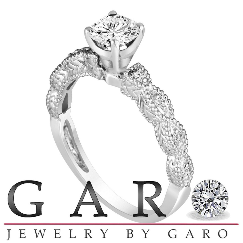 Lab Grown Diamond Engagement Ring 1.12 Carat IGI Certified 14K White Gold Unique Handmade