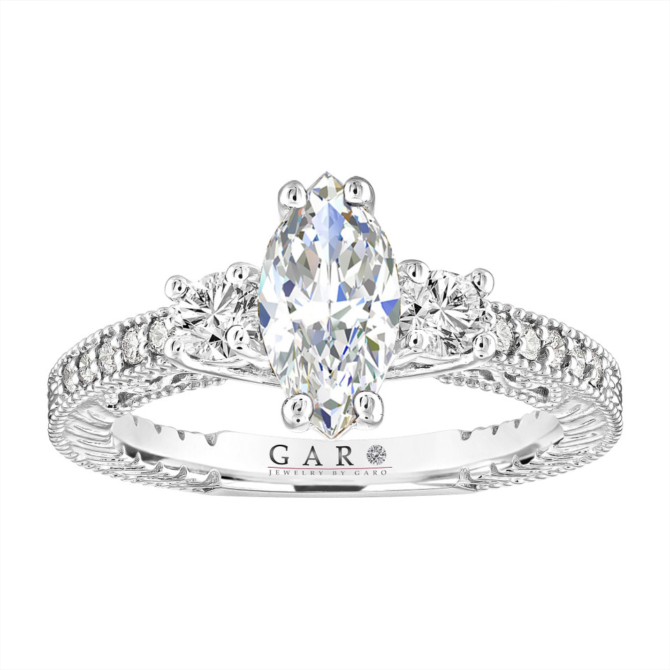 Lab Grown Marquise Diamond Engagement Ring 1.39 Carat 14K White Gold, Rose Gold Or Yellow Gold IGI Certified Unique Handmade